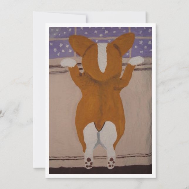 Corgi at Window Invitation Einladung (Vorderseite)