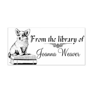 Corgi auf Büchern Personalisierte Selbstfarbige Br Permastempel