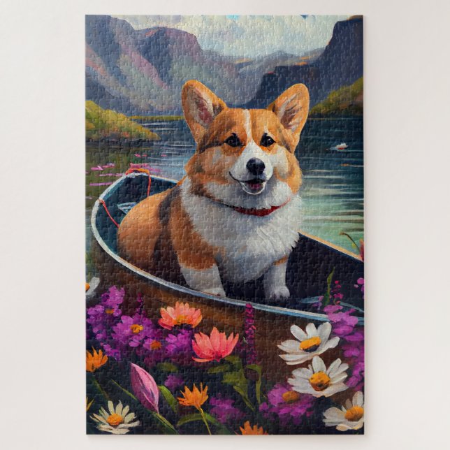 Corgi auf einem Paddle: Ein Landschaftliches Abent (Vertikal)