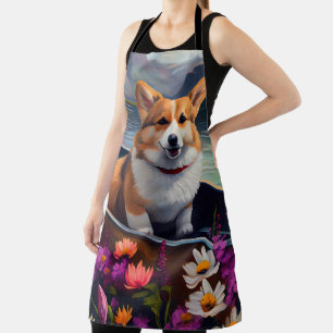 Corgi auf einem Paddle: Ein Landschaftliches Abent Schürze