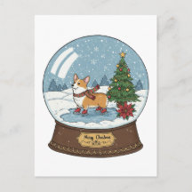 Corgi auf Skaten Weihnachts-Postkarte
