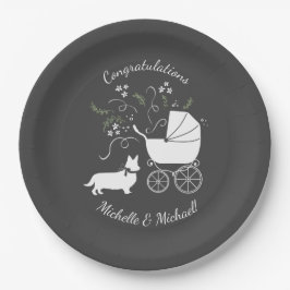 Corgi Baby Shower Puppy Dog Pappteller
