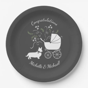 Corgi Baby Shower Puppy Dog Pappteller