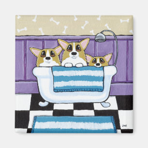 Corgi-Bad-Zeit - niedliche Hundekunst Magnet
