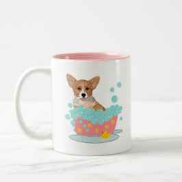 Corgi-Bad-Zeit Zweifarbige Tasse