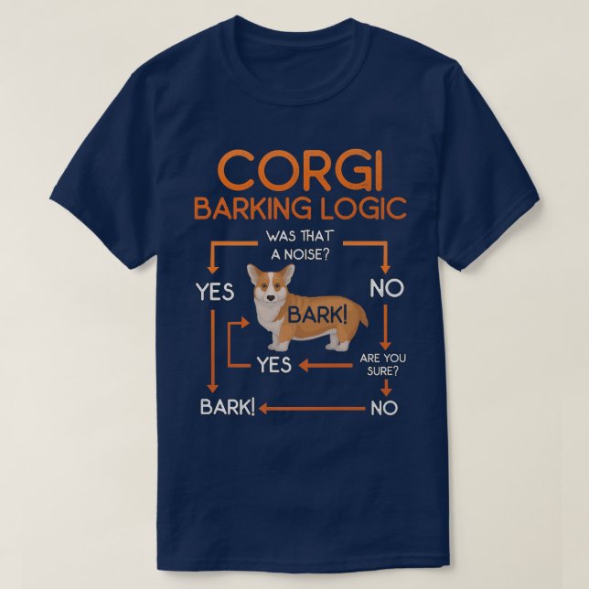 Corgi Barking Logic Funny-235 T-Shirt (Design vorne)