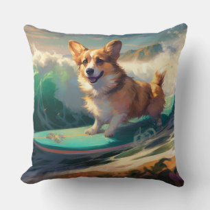 Corgi Beach Surfmalerei Kissen