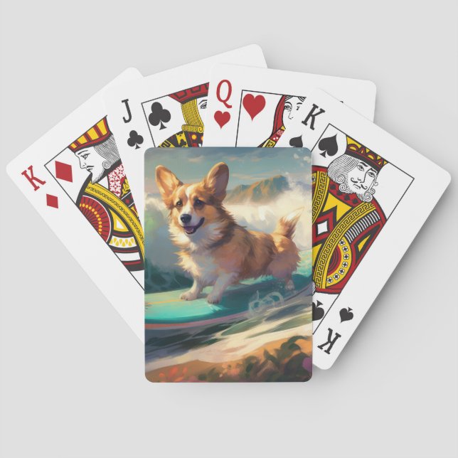 Corgi Beach Surfmalerei Spielkarten (Rückseite)