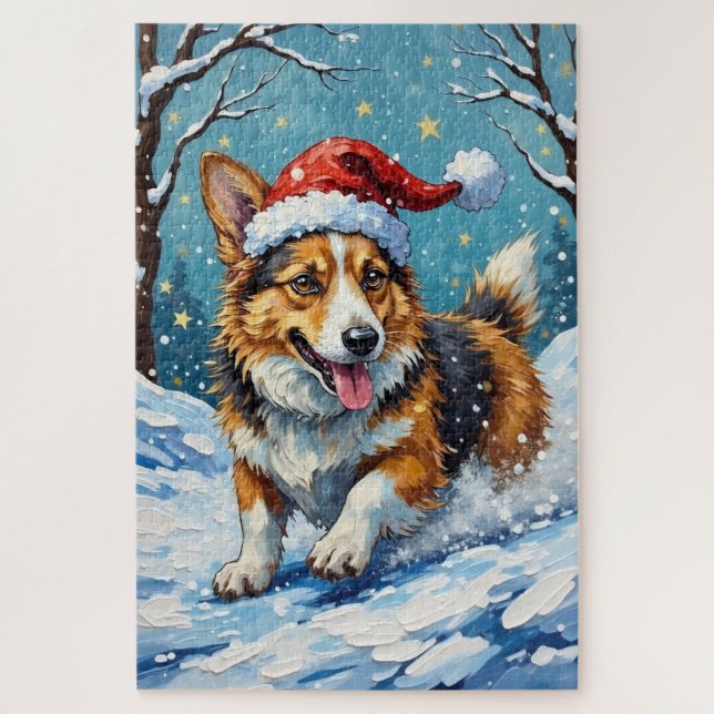 Corgi Belly Slide Christmas Fun Hat (Vertikal)