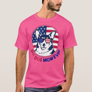 Corgi Best Dog Mama je Retro USA Flag T-Shirt