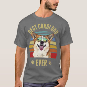 Corgi Best Dog Vater je Retro Sunset Beach Vibe-23 T-Shirt
