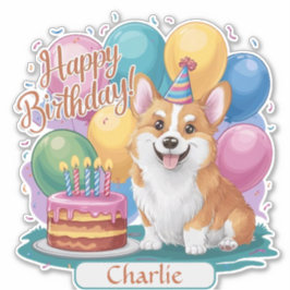 Corgi Birthday Aufkleber