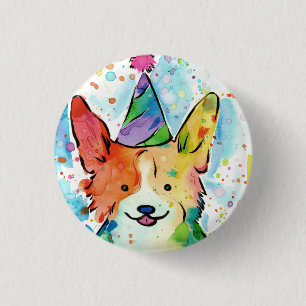 Corgi Birthday Party Button