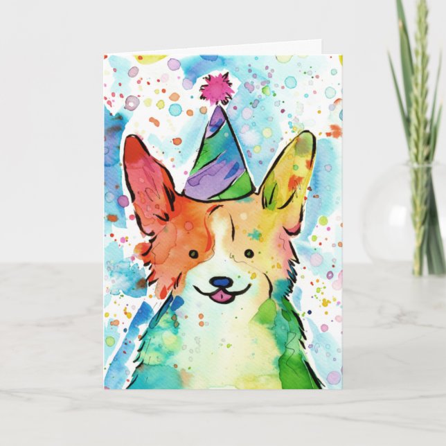 Corgi Birthday Party Karte (Vorderseite)