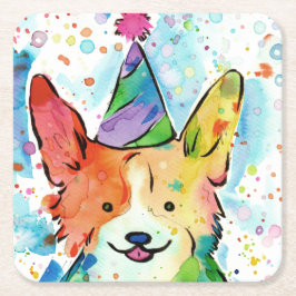 Corgi Birthday Party Rechteckiger Pappuntersetzer