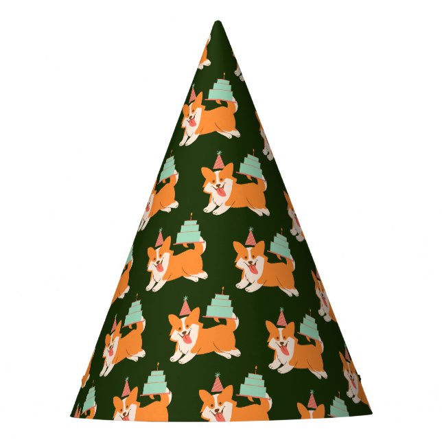 Corgi Birthday Partyhütchen (Vorderseite)