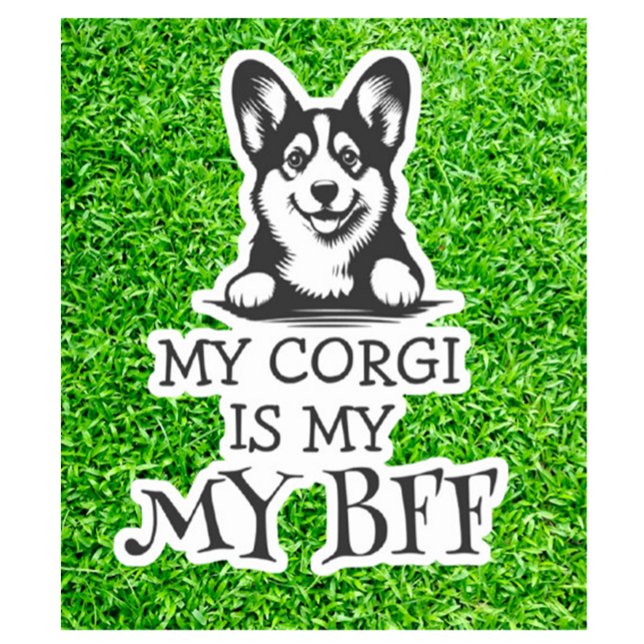 Corgi Black and White Best Furry Friend Theme Aufkleber (Celebrate your love for corgis with this adorable Best Furry Friend theme sticker)