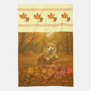 Corgi-Blatt-Sprung-Weite-Rand-Küchenhandtücher Geschirrtuch