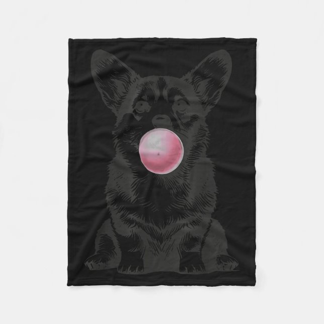 Corgi Blowing Bubble Gum Funny Dog Cartoon Meme  Fleecedecke (Vorderseite)