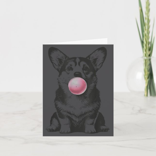 Corgi Blowing Bubble Gum Funny Dog Cartoon Meme  Karte (Vorderseite)