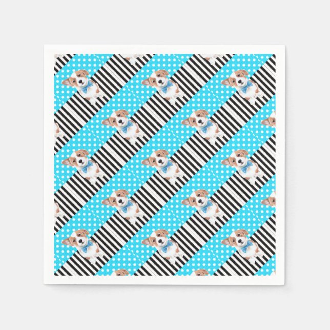 Corgi Blue Pattern Serviette (Vorderseite)
