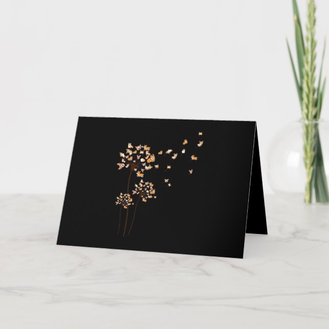Corgi Blume Fly Dandelion Niedlich Dog Lover Karte (Vorderseite)