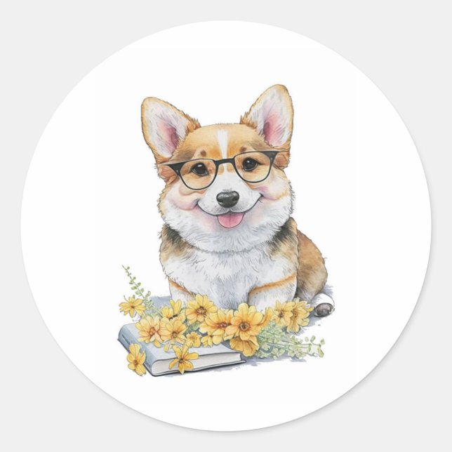 Corgi Books Blume Runder Aufkleber (Vorderseite)