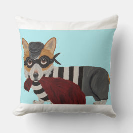 Corgi Burglar Throw Pillow Kissen