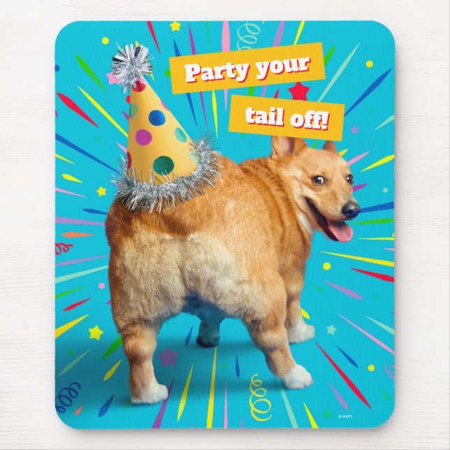 Corgi Butt Birthday Hat Mousepad (Vorne)