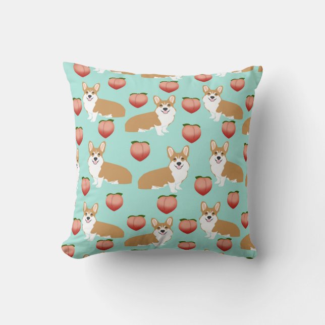 Corgi Butts mignon oreiller à lancer - pêches emoj (Recto)