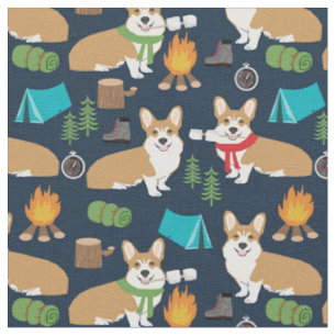 Corgi Camping im Freien Marineblau Stoff
