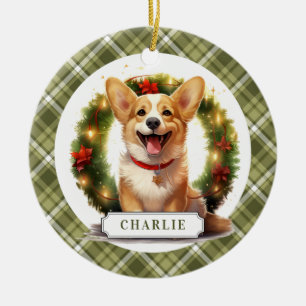 Corgi Ceramic Circle Ornement
