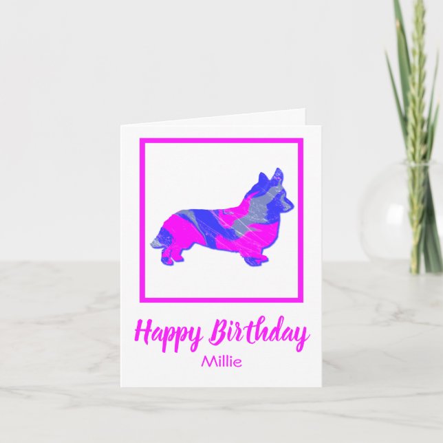 Corgi - Chien gallois Silhouette drôle Carte d'ann (Devant)