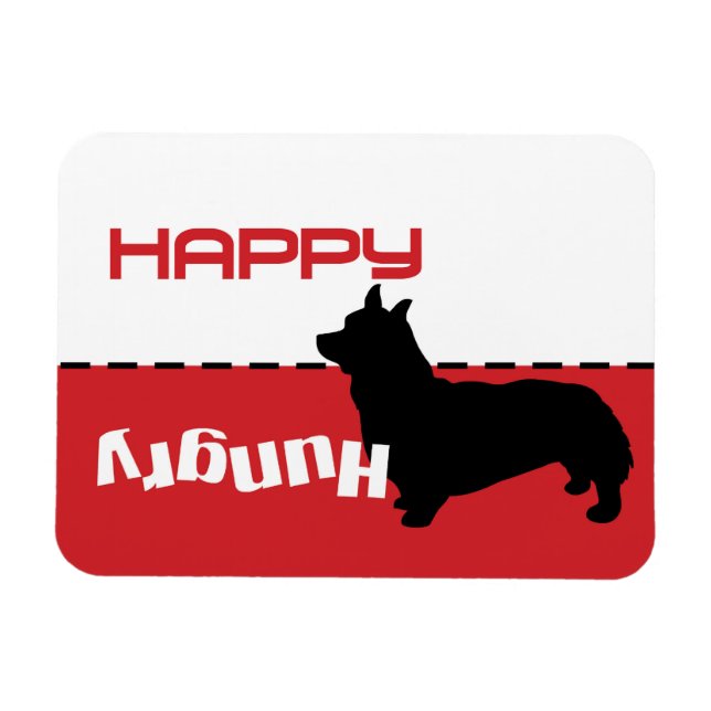 Corgi Chien nourrir Feeding Me Magnet Chien a faim (Horizontal)