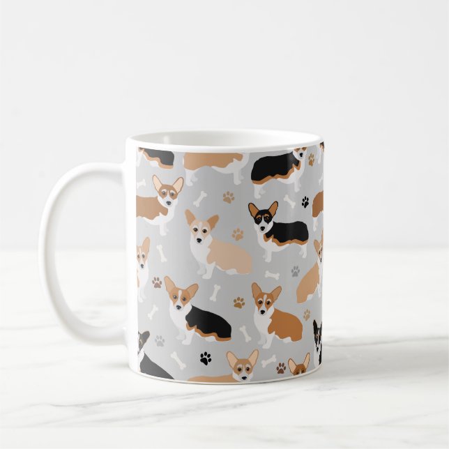 Corgi Chien Paws et os Café Mug (Gauche)