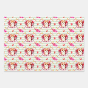 Corgi Chiot Valentines Jour papier d'emballage