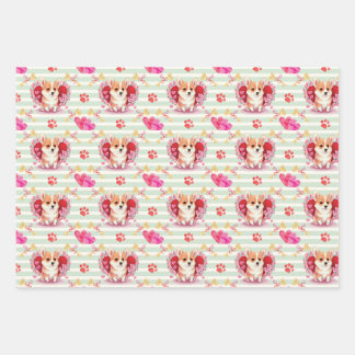 Corgi Chiot Valentines Jour papier d'emballage