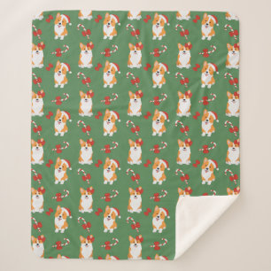 Corgi Christmas Candy Cane Pattern Sherpadecke