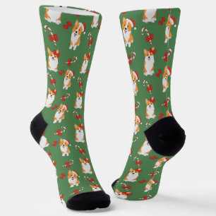 Corgi Christmas Candy Cane Pattern Socken