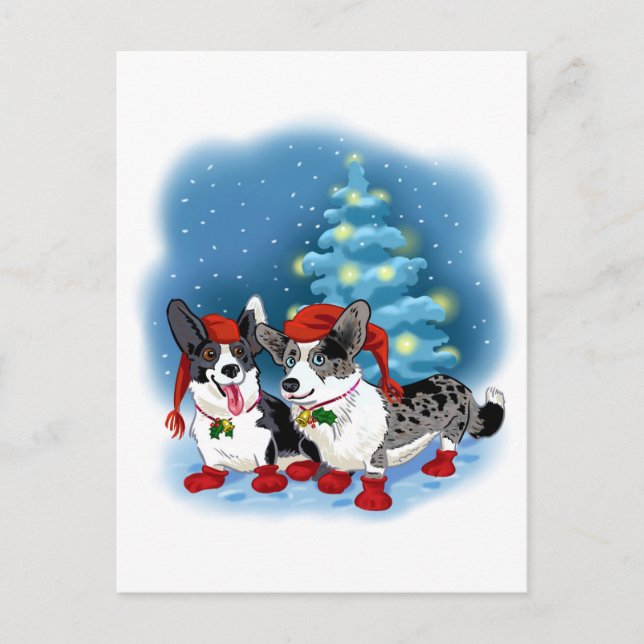 CORGI CHRISTMAS FEIERTAGSPOSTKARTE (Vorderseite)
