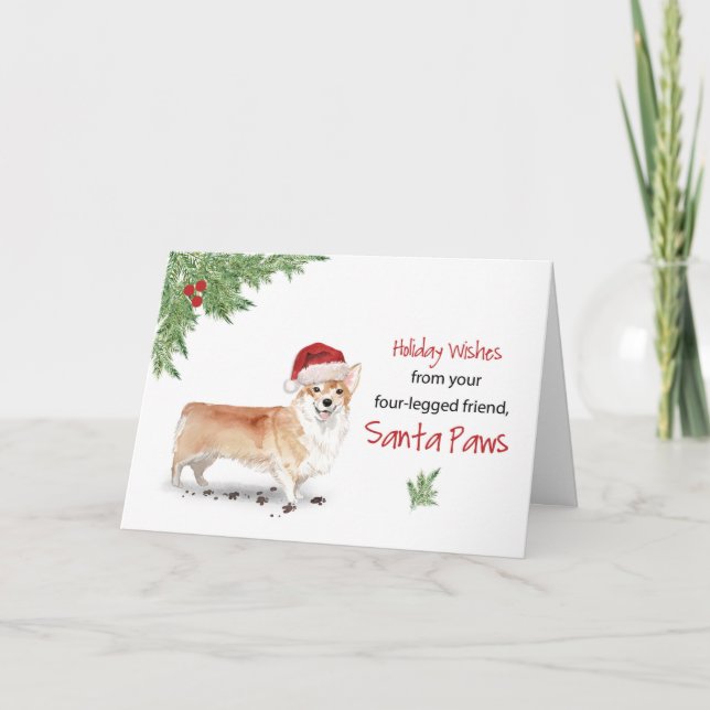 Corgi Christmas From Dog in Funny Weihnachtsmannmü Karte (Vorderseite)