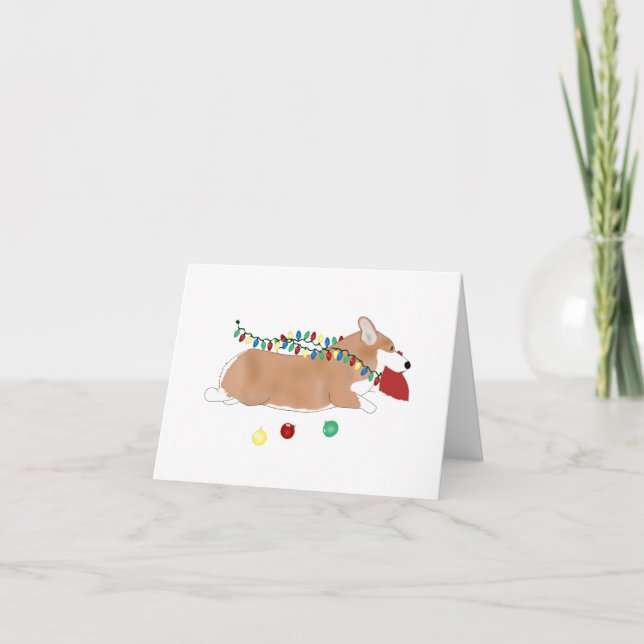 Corgi Christmas Grußkarte Dankeskarte (Vorderseite)