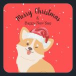 Corgi Christmas Quadratischer Aufkleber<br><div class="desc">Unser Corgi Christmas Square Sticker ist der perfekte Weg,  um Urlaubsgrüße zu teilen. Sie können diesen Aufkleber hinzufügen,  um Kartenumschläge,  Geschenke,  Pakete und mehr zu begrüßen! Passen Sie den Text nach Wunsch an!</div>