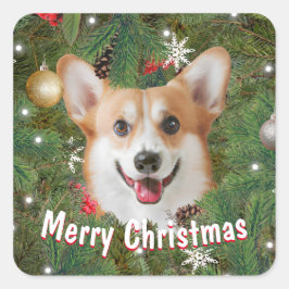 Corgi Christmas Quadratischer Aufkleber