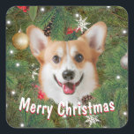Corgi Christmas Quadratischer Aufkleber<br><div class="desc">Corgi Christmas</div>