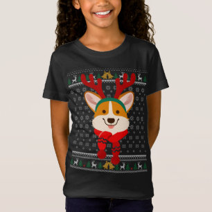 Corgi Christmas Reindeer Ugly Sweater Scarf Holida T-Shirt