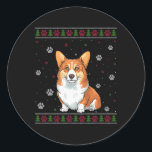 Corgi Christmas Sweater Xmas Haustier Hund Lover Runder Aufkleber<br><div class="desc">Corgi Christmas Sweater Xmas Haustier Hund Lover</div>