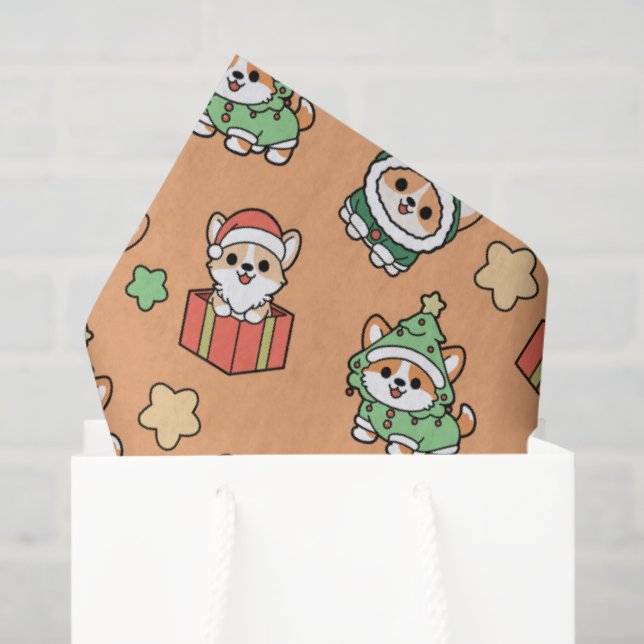 Corgi Christmas Tissue Paper Seidenpapier (Geschenktüte)