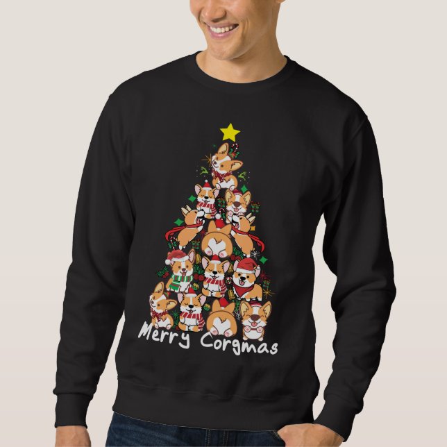 Corgi Christmas Tree Merry Corgmas - Corgi Dog Xma Sweatshirt (Vorderseite)