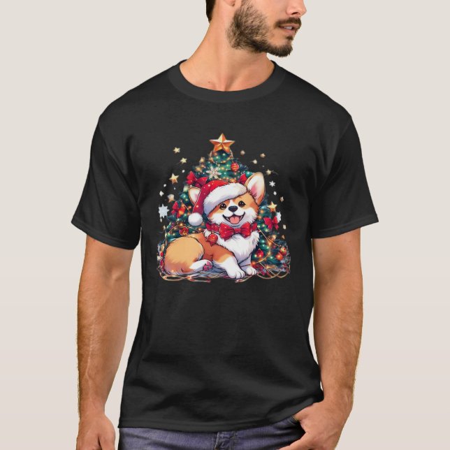 Corgi Christmas Tree Oversized T-Shirt (Vorderseite)